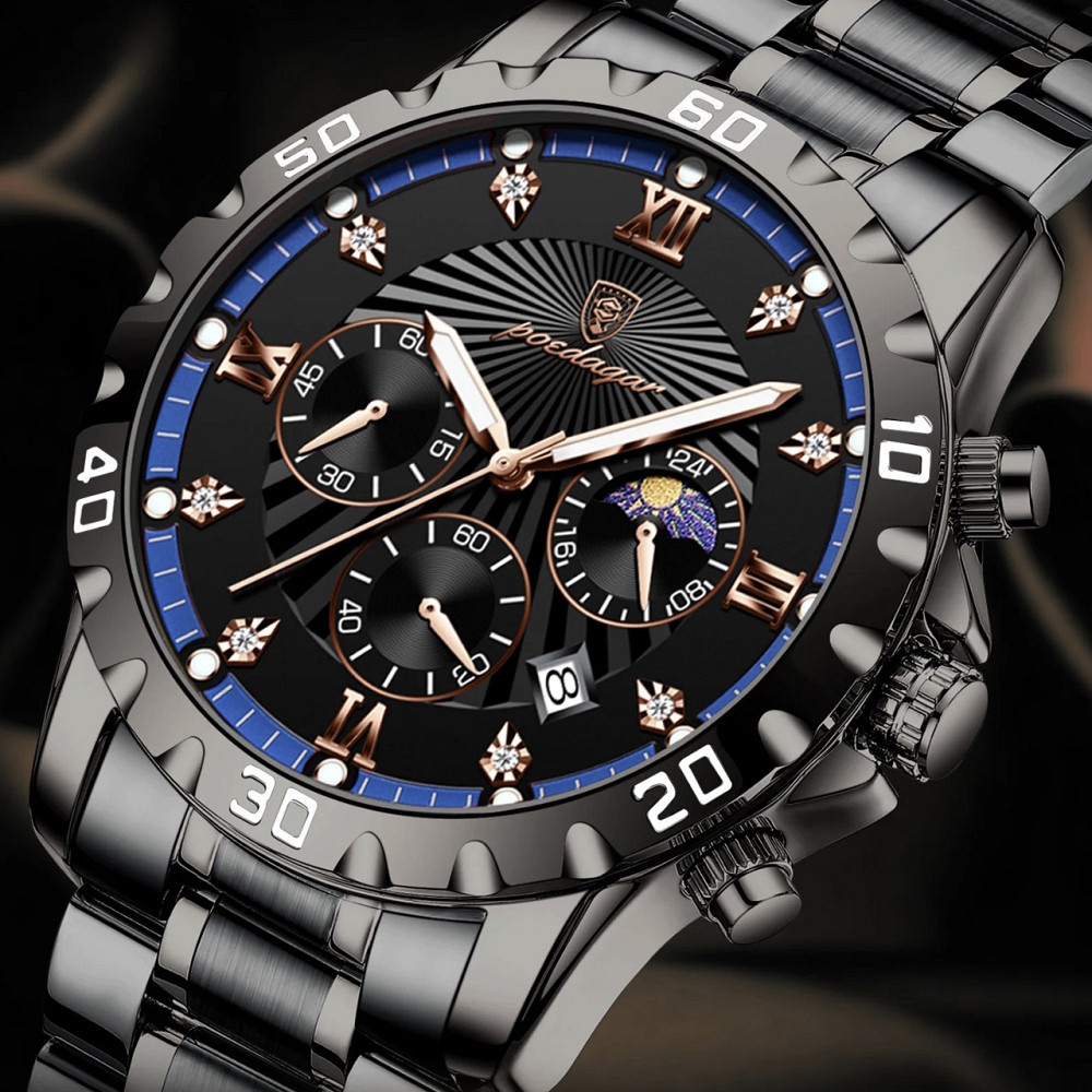 Годинник чоловічий наручний Poedagar Extra Prestige Black (2 ремінці) Вінниця - фото 12