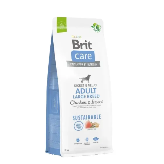 Корм Brit Care Dog Sustainable Adult Large Breed для собак больших пород, с курицей и насекомыми, 12+2 кг Винница