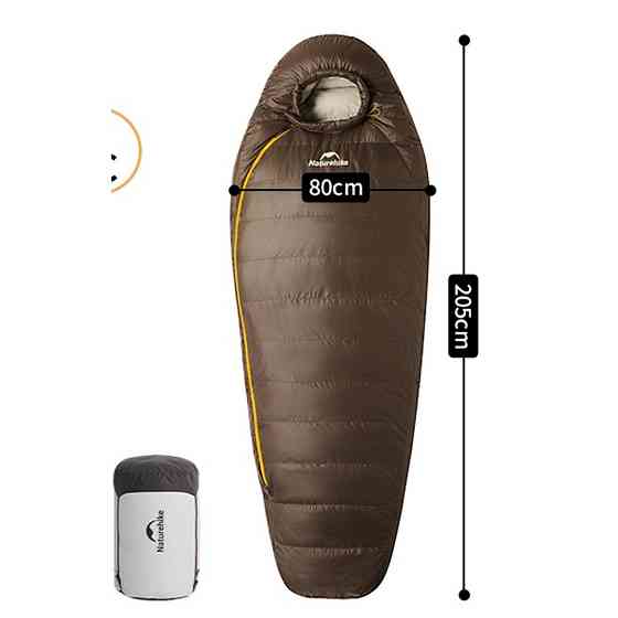 Спальний мішок із натуральним пухом Naturehike Snowbird CNK2550WS014 400 г L Темно-коричневий Вінниця