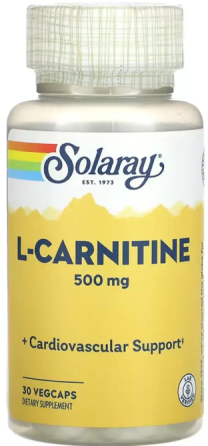 L карнитин для похудения Solaray L-Carnitine Free Form 500mg 30 вег капс Киев