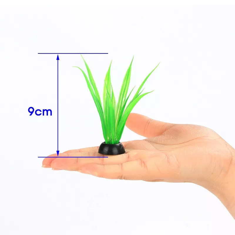 Искусственные растения в аквариум и террариум зеленого цвета - высота 9см, пластик Киев - изображение 1