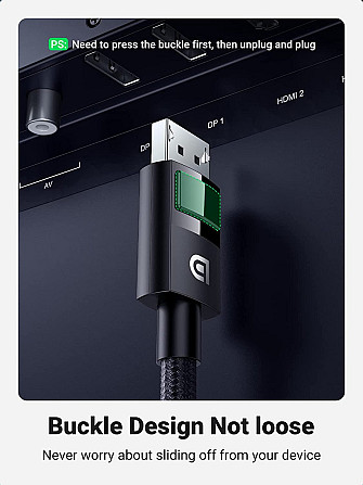 Мультимедійний Display Port кабель V1.4 Ugreen DP114 8K@60Hz 4K@144Hz 80390 (Чорний, 1м) Николаев - изображение 8