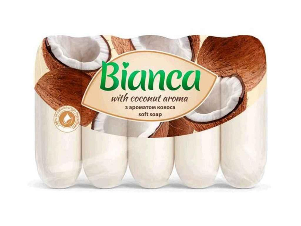 Мыло туалетное С ароматом Кокоса 5шт*70г (экопак) ТМ BIANCA Киев - изображение 1