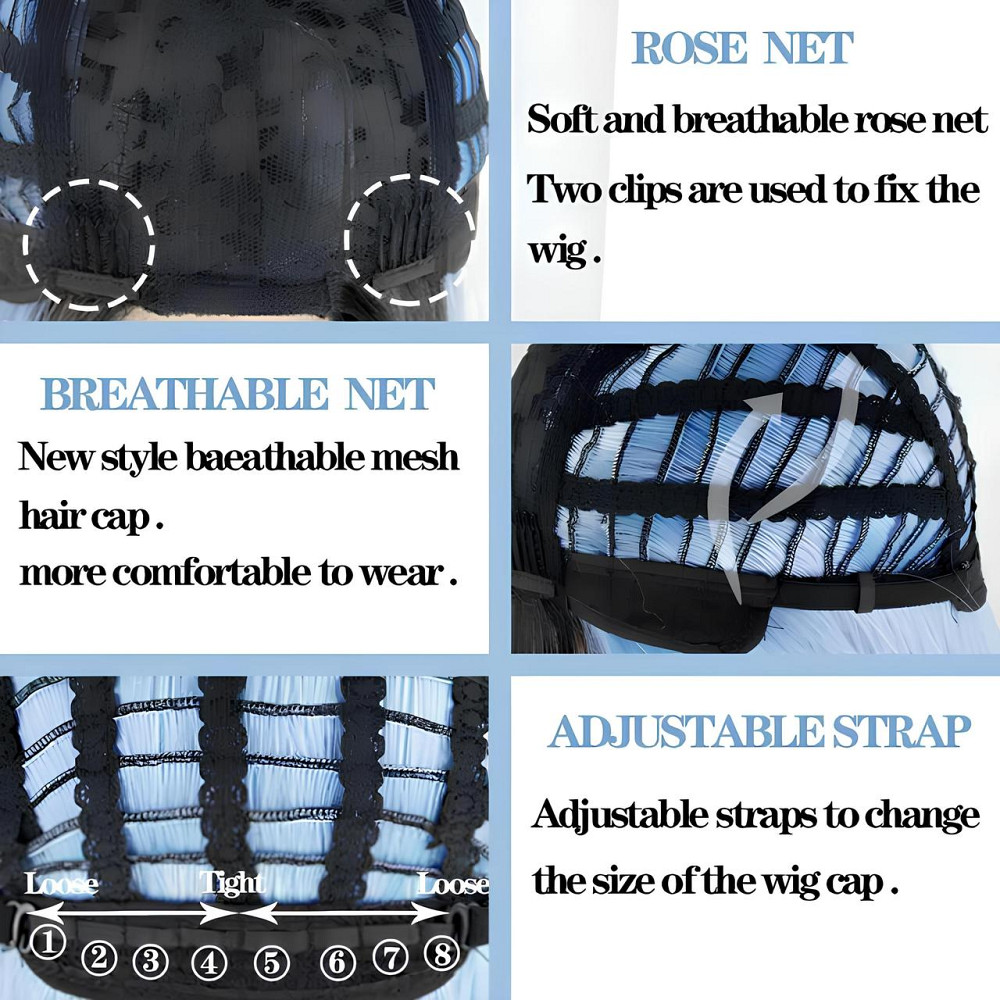 Довга блакитна перука омбре RESTEQ 66 см, пряме волосся градієнт, перуки з високоякісних синтетичних волокон Київ - фото 3