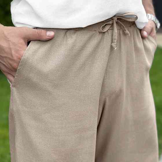 Шорти чоловічі льняні з кишенями бежеві Pobedov Marsel Київ