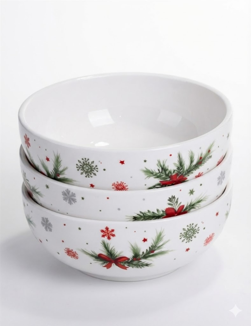 Тарілка глибока новорічна 16 см порцелянова з різдвяним декором SG-32-4 Коломия - фото 2
