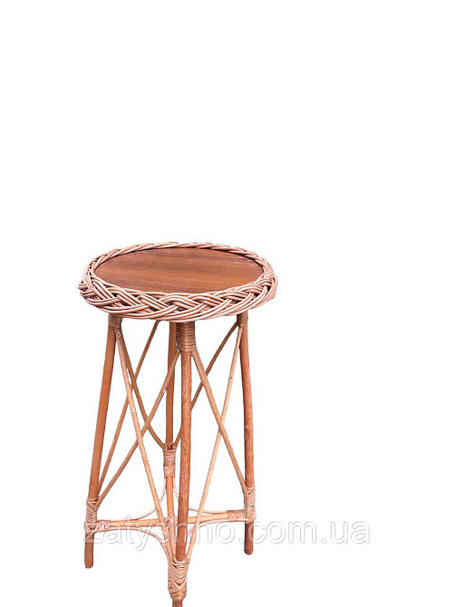 Столик высокий журнальный круглый из лозы Киев - изображение 4