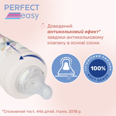 Пляшечка для годування Chicco Perfect Easy силіконова, від 2 міс., середній потік 250 мл (20243.20) Вінниця - фото 3