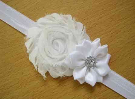 Повязочка на голову дитяча біла - декор 9см, розмір універсальний (на резинці) Київ