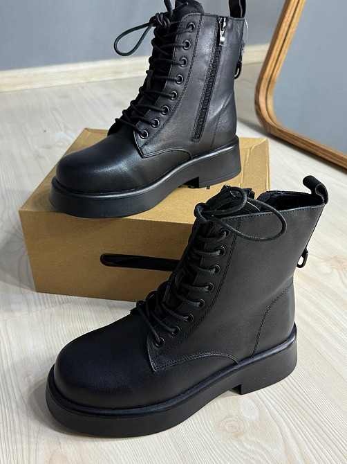 Черевики жіночі Hengji 99 шкіряні утеплені на хутрі чорні, 37, 23,5 см Київ - фото 11