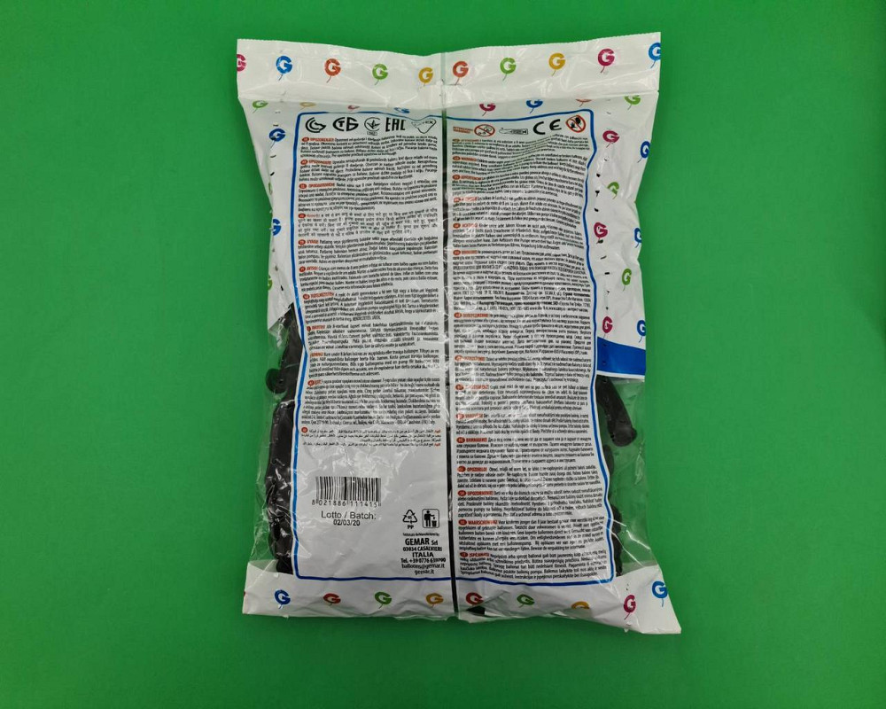 Повітряні кульки пастель чорні 12" (30 см) 100 шт Gemar (1 пач.) Харків - фото 2