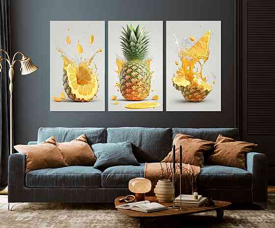 Модульная картина в гостиную / спальню  Ананас     ART-130_3A 100х150 см Киев