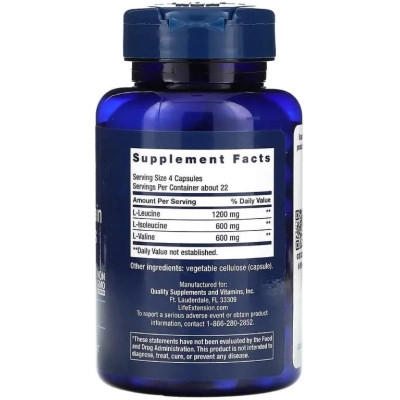 Вітамінно-мінеральний комплекс Life Extension Амінокислоти з розгалуженим ланцюгом, Branched Chain Amino Acids, 90 (LEX-12539) Вінниця - фото 2
