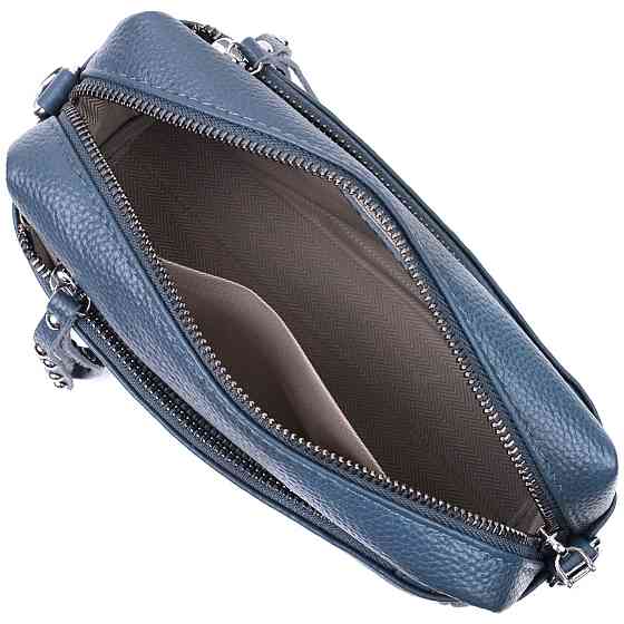 Жіноча шкіряна сумка зі стильним бігунком Синя (Vintage) Київ