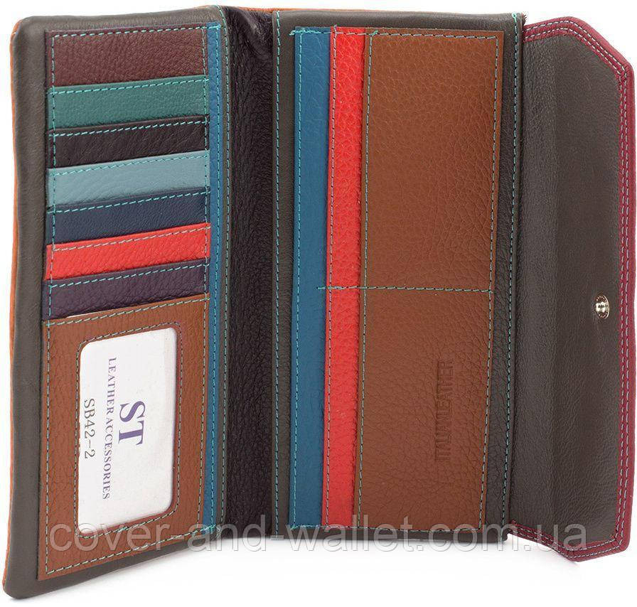 Тонкий женский кожаный кошелек купюрник оранжевого цвета SB 42 Киев - изображение 10