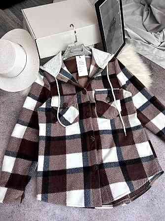 Жіноча тепла оверсайз сорочка з капюшоном турецький двосторонній фліс Полар Шоколад, 48/52 Одеса