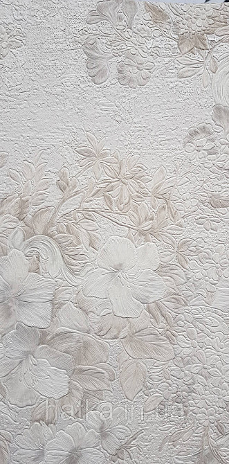 Шпалери вінілові на флізеліні AdaWall Signature1.06х10 квіти гілки листя структурне біле бежеві 3д Київ - фото 2