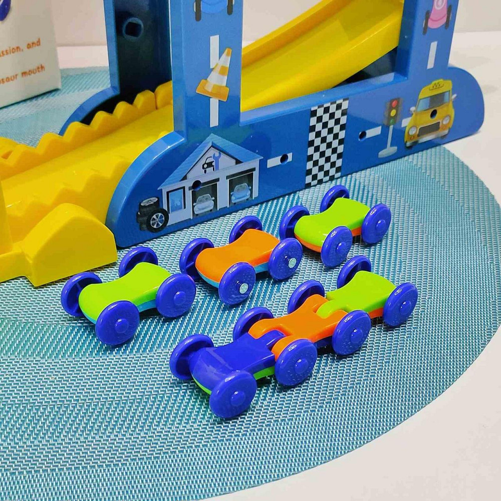 Трек паркінг Крокодил п'ятиповерховий 4 машинки в наборі Жовтий (6843) Чернігів - фото 2