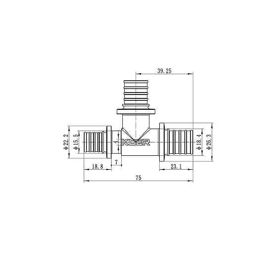 Трійник перехідний Koer KA.T20-20-16 - 20(2.8mm) x 20(2.8mm) x 16(2.2mm) (KR4889) Київ