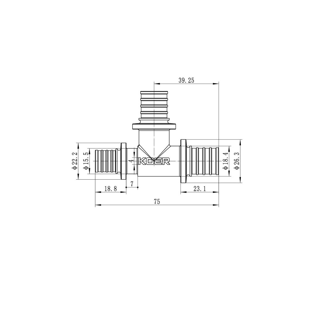 Трійник перехідний Koer KA.T20-20-16 - 20(2.8mm) x 20(2.8mm) x 16(2.2mm) (KR4889) Київ - фото 3