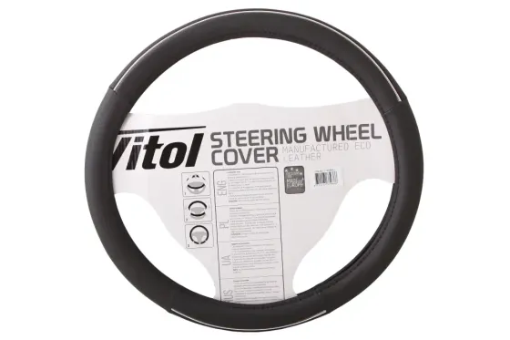 Оплетка на кермо L Vitol F-17003BK-L чорний з хром. вставкою Вінниця