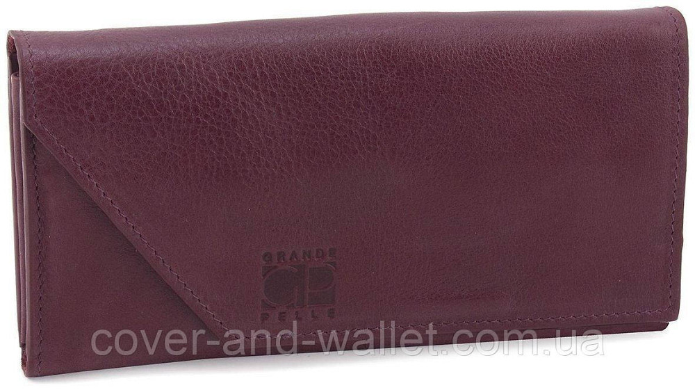 Бордовий жіночий гаманець з гладкої шкіри великого розміру Grande Pelle 19470 Київ - фото 1