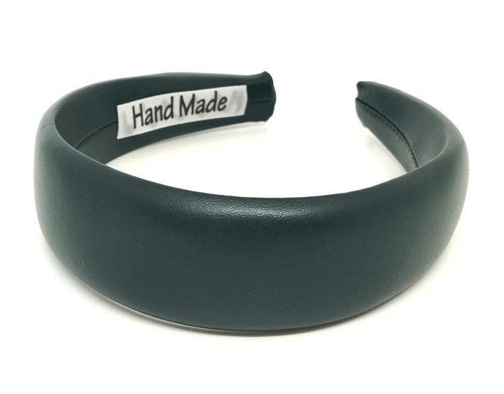 Обруч для волосся з екошкіри стильний темно-зелений Київ - фото 1