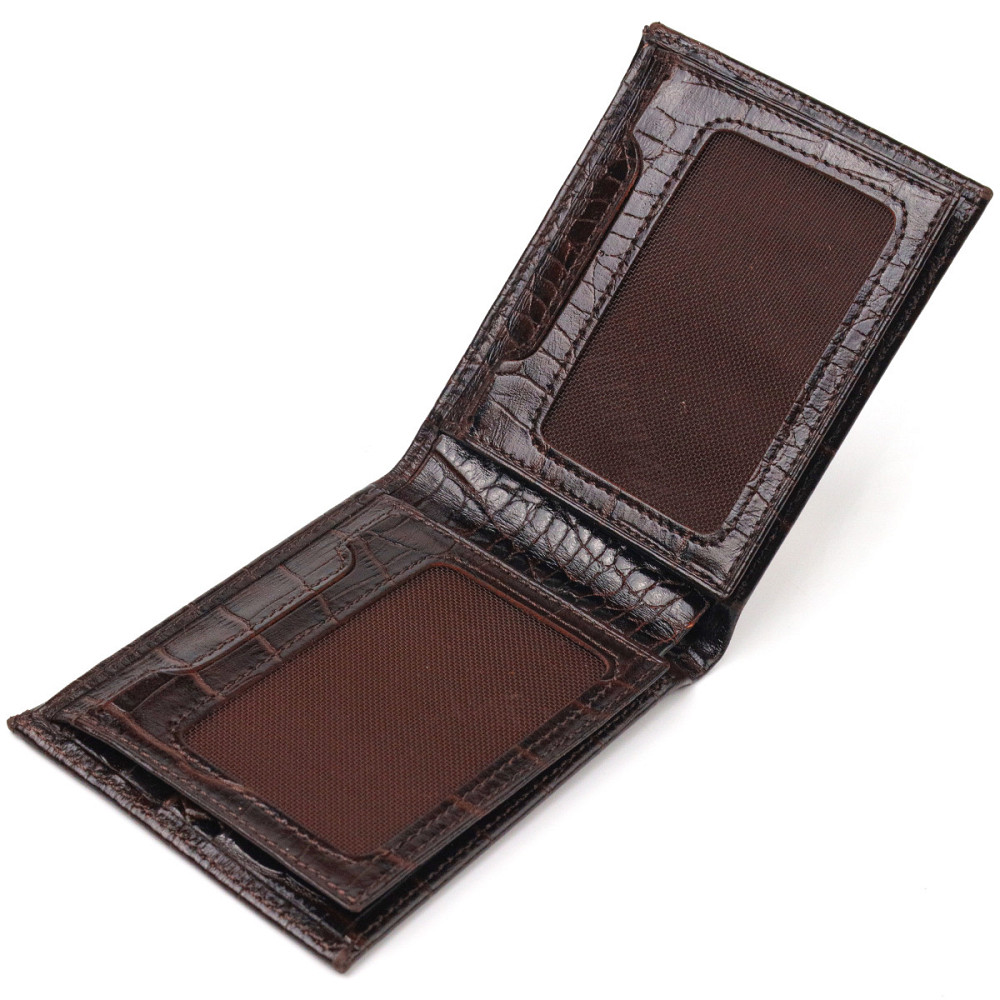 Небольшое мужское портмоне из натуральной фактурной кожи CANPELLINI 21522 Коричневое Киев - изображение 6