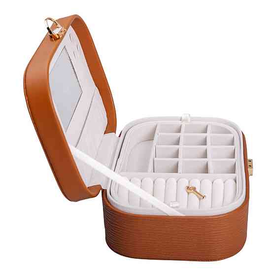 Yiwu Скринька для прикрас з еко шкіри 2 яруси із замком органайзер для ювелірних виробів HP-5-1 Коломыя