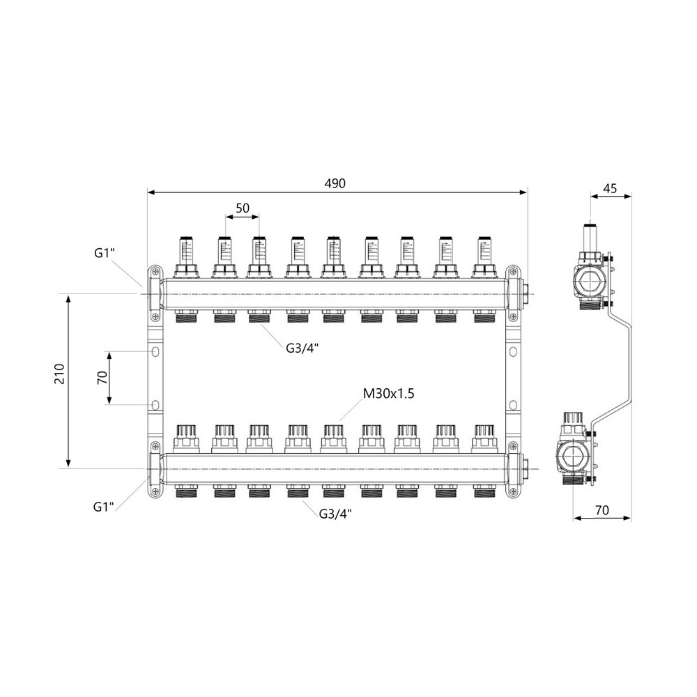 Колектор із витратами Thermo Alliance Standart 1" 9 виходів SD0049 Київ - фото 16