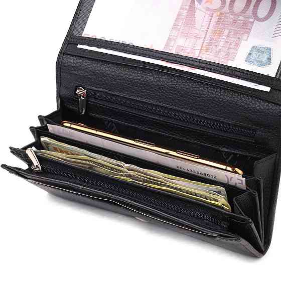 Классическое женское портмоне с монетницей из натуральной кожи CANPELLINI 21529 Черное Киев