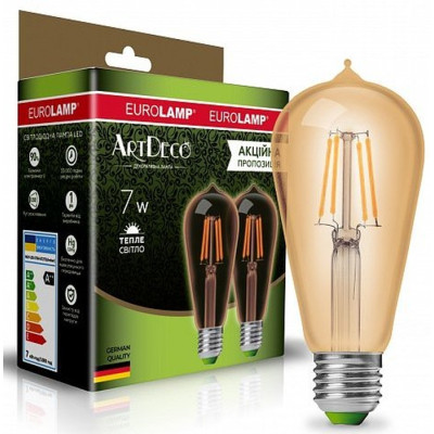 Лампочка Eurolamp ST64 7W E27 2700K (MLP-LED-ST64-07273(Amber)) Винница - изображение 1