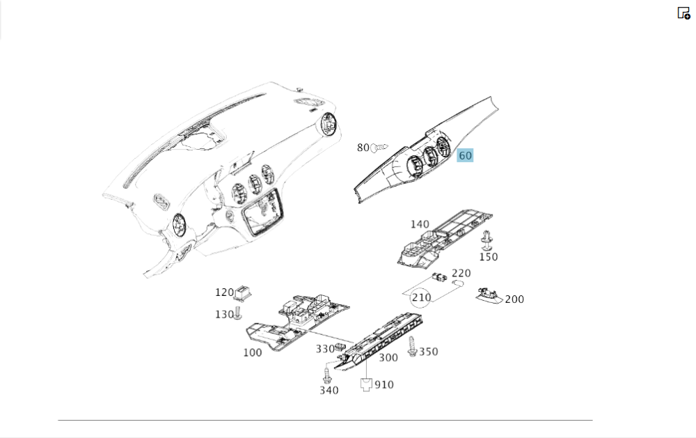 Mercedes-Benz  A1176800771 Декоративна накладка з отворами для повітроводів на панелі приладів CLA Shooting Brake X117 CLA C117 GLA X156 Одесса - изображение 2