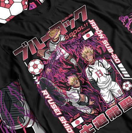 Футболка з аніме принтом Аніме Рйусеі Східоу Блуе оверсайз (S/M/L) Чорний AnimeJ0577 Дніпро