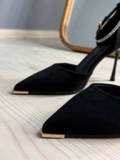 Туфли женские Meideli 50-1 D’Orsay на шпильке с ремешком замшевые со стразами чорные, 38, 24 см Киев - изображение 4