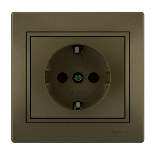 MIRA світло-коричневий перламутр Розетка внутрішня із заземленням зі вставкою Лезард Житомир - изображение 1