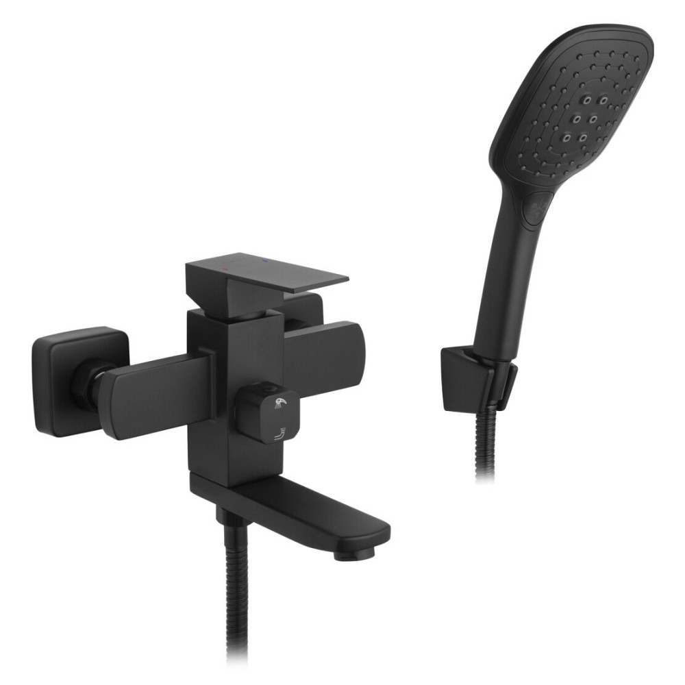 Змішувач для ванни з душовим гарнітуром Kroner KRP Edelstahl Kubus - SCH060 чорний Київ - фото 9