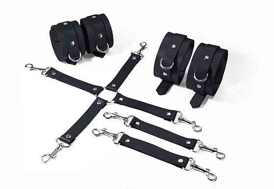 Набір для БДСМ 3 в 1 Feral Feelings BDSM Kit 3 Black, black, наручники, поножі, хрестовина Sex Aura Київ