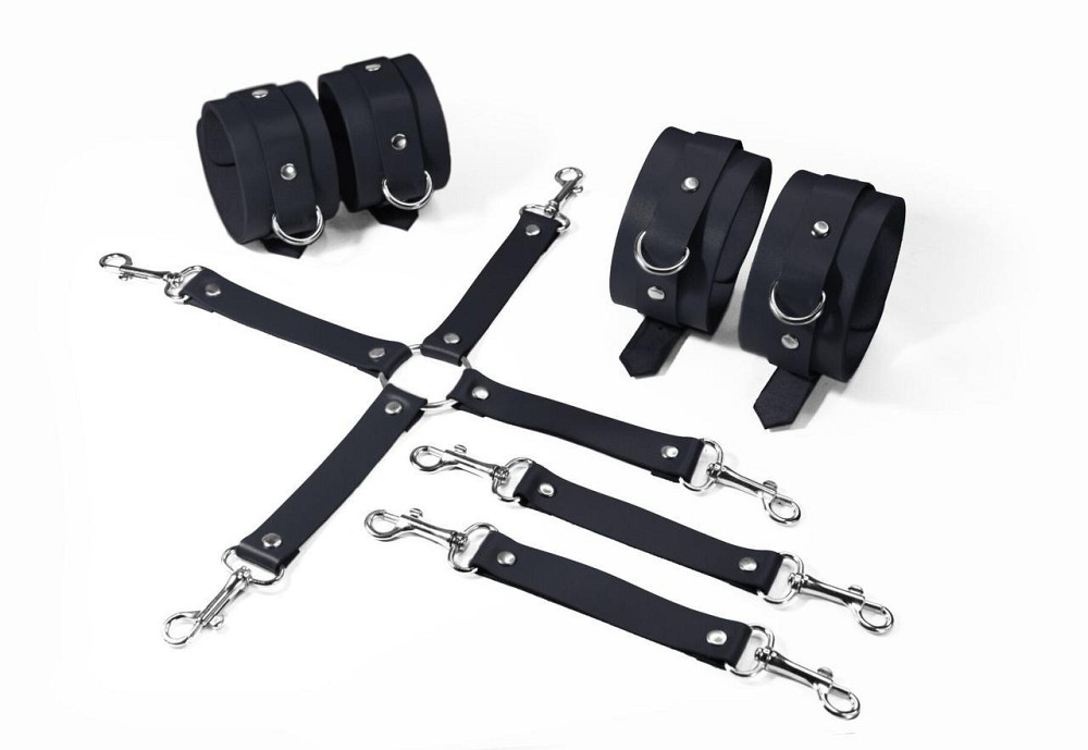 Набір для БДСМ 3 в 1 Feral Feelings BDSM Kit 3 Black, black, наручники, поножі, хрестовина Sex Aura Київ - фото 1
