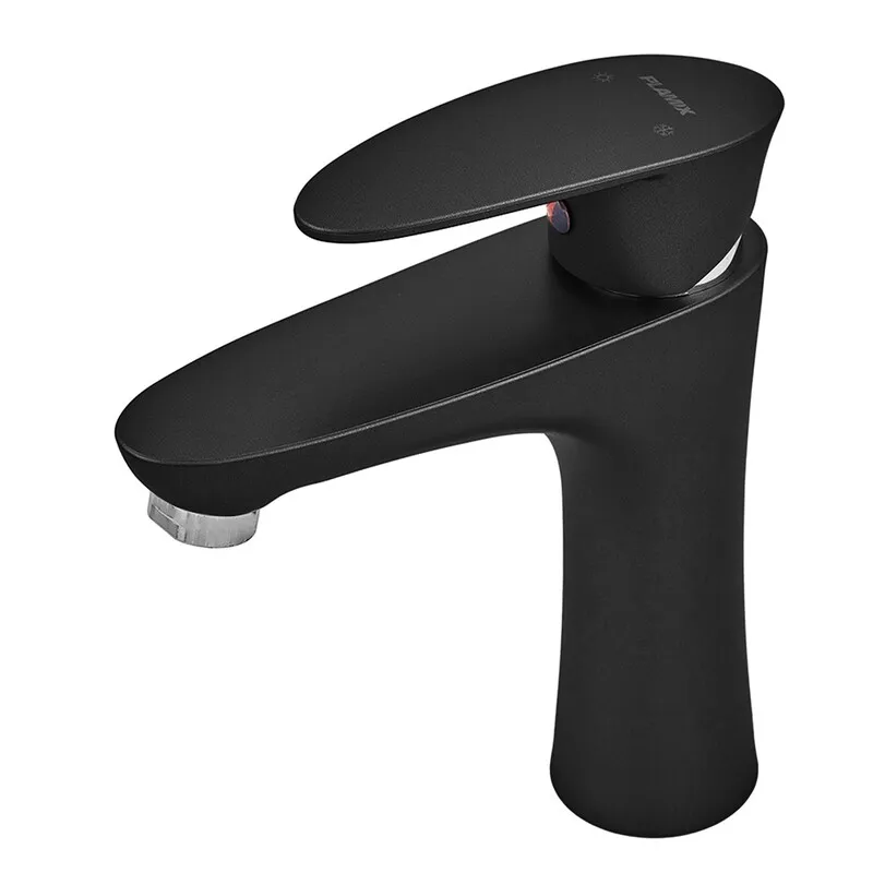 Смеситель для умывальника Plamix Cezar-001 SET матовый черный с подводкой Харьков - изображение 1