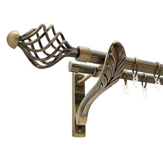 Карниз Orvit Арезо металевий дворядний ретро рифлена труба кільце металеве Антик 25\19 мм 200 см (00-00016491) Львов