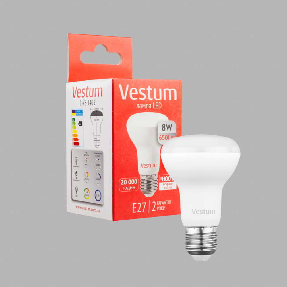 Світлодіодна лампа R63 E27 8W 4100K Vestum Київ - фото 3