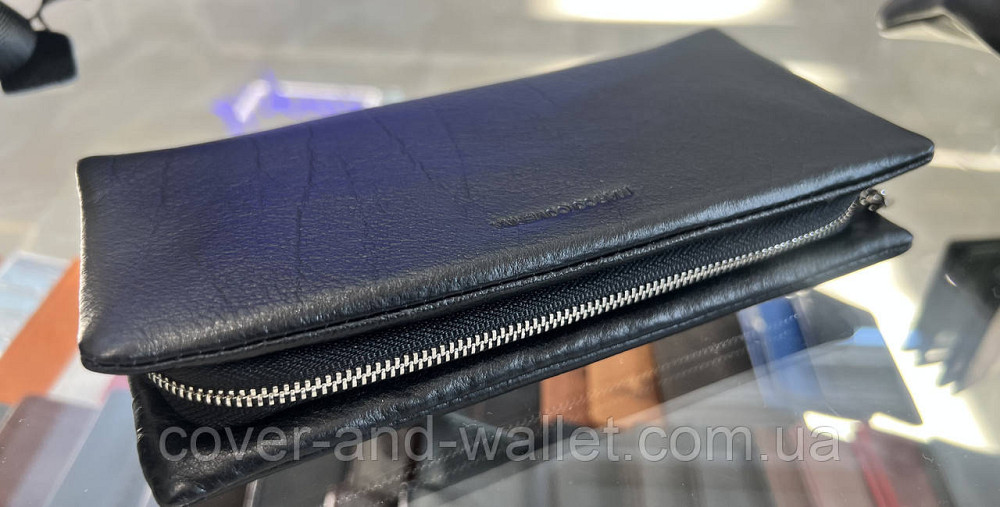 Большой кожаный мужской кошелёк клатч на магнитах и молнии MD Leather Киев - изображение 11