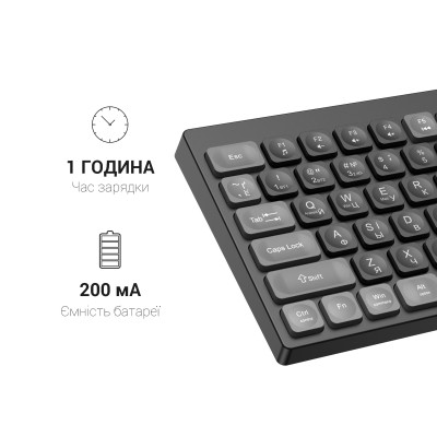 Клавіатура OfficePro SK985B Wireless/Bluetooth Black (SK985B) Вінниця - фото 6