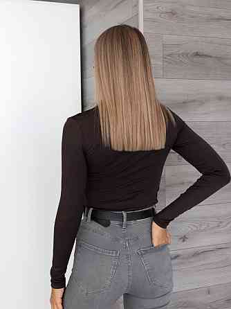 Базовий жіночий лонгслів з драпіруванням "Sweet" | Норма і батал Шоколадний, 42-44 Київ