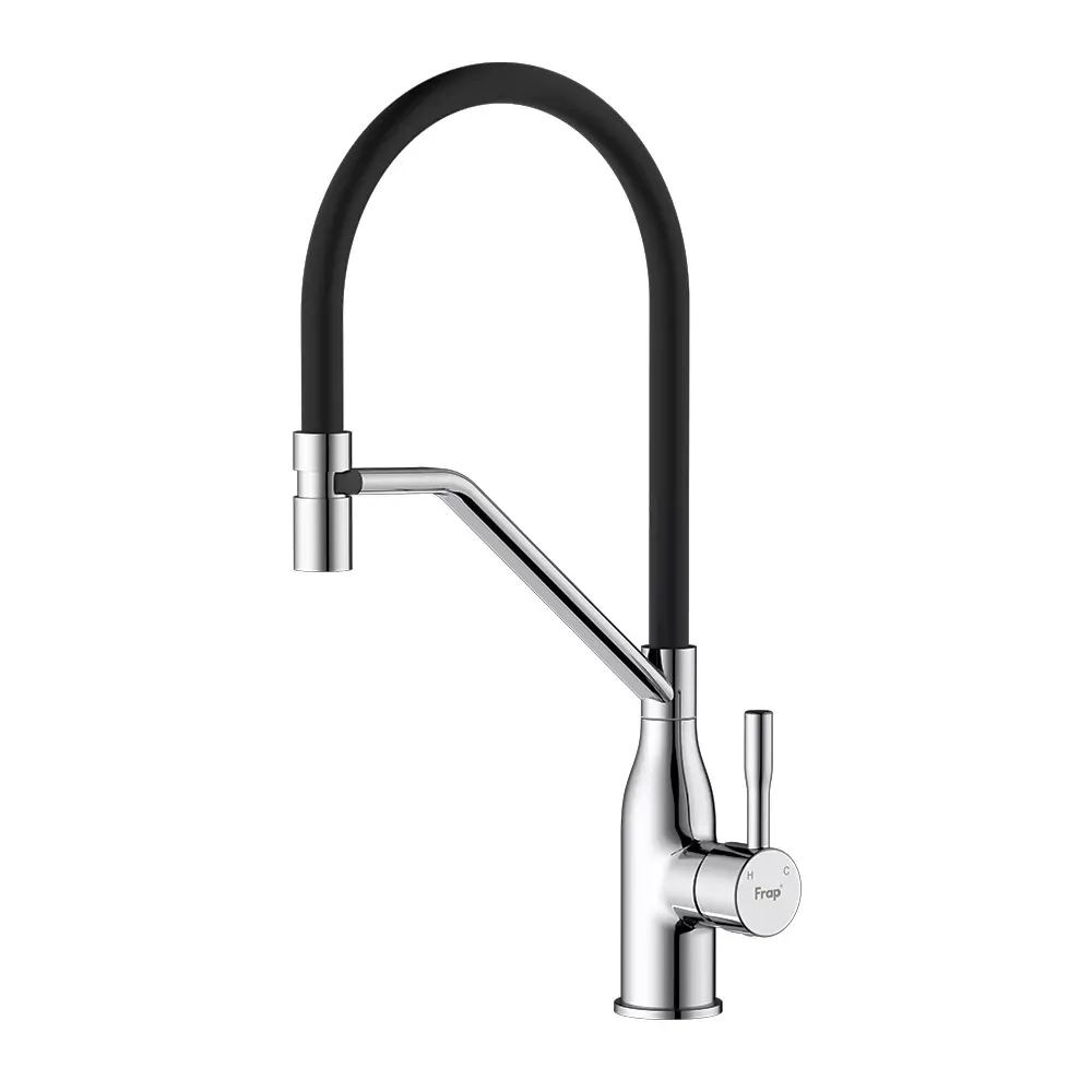 Змішувач для кухні з гнучким виливом FRAP F4497 хром Київ - фото 1