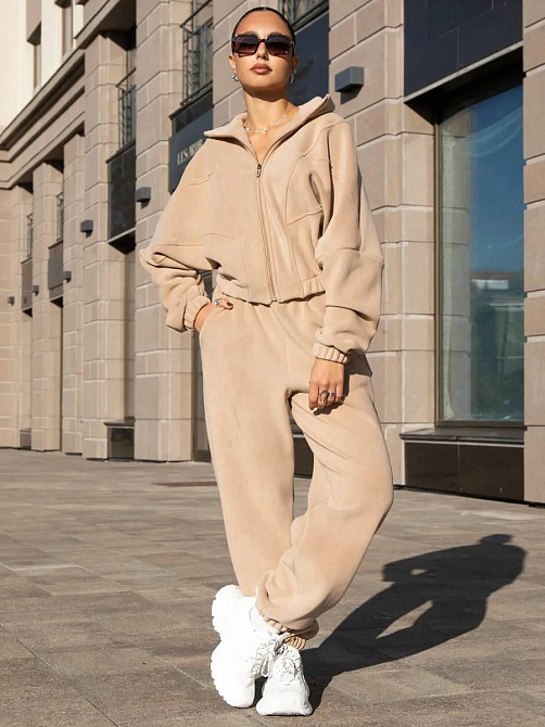 Жіночий стильний теплий костюм, двійка віб'яний фліс-половид, 42/46 Одеса - фото 1