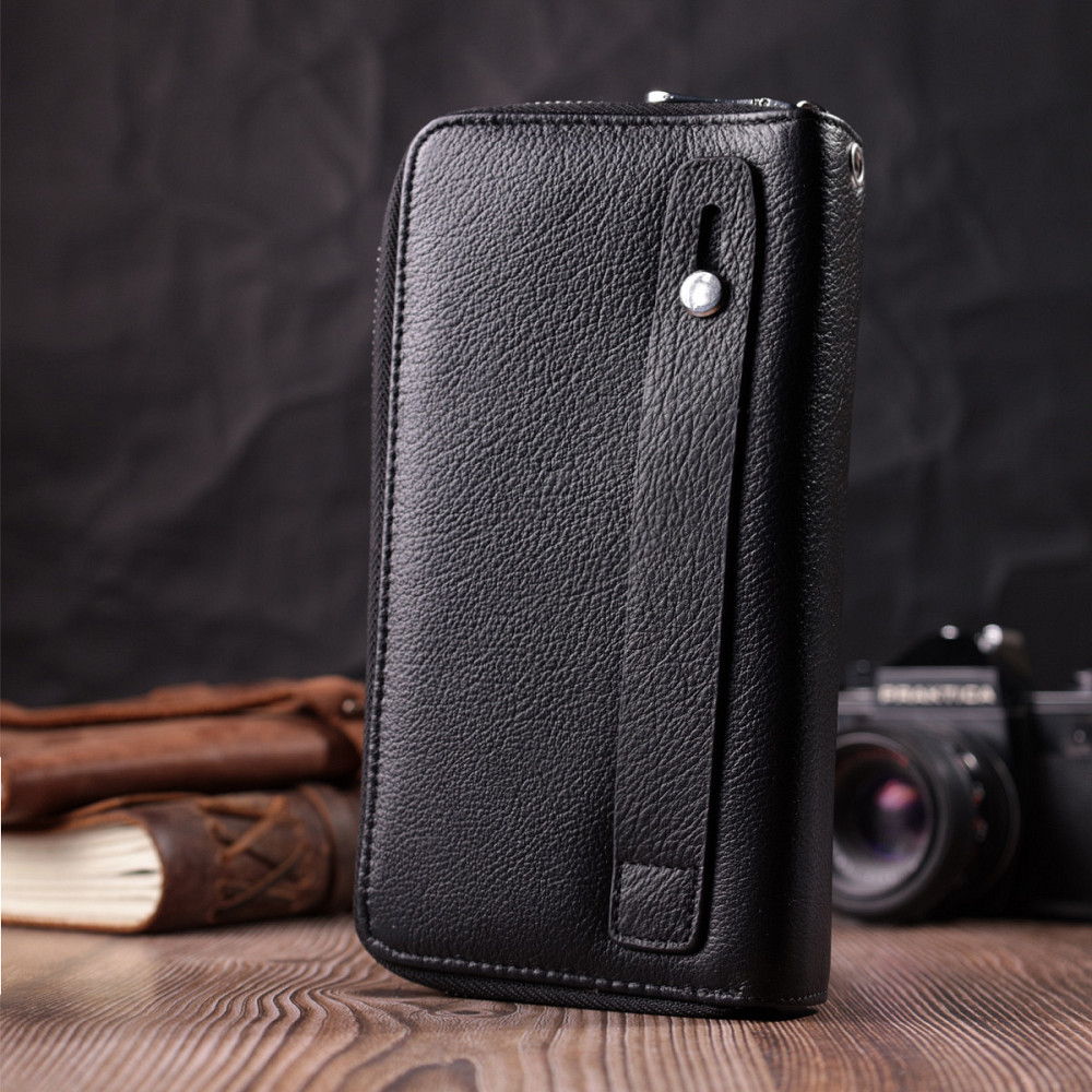Мужской клатч на два отделения из натуральной кожи Черный (ST Leather) Киев - изображение 3