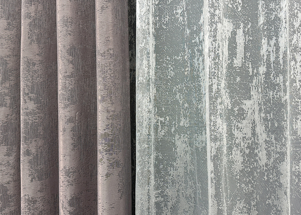 Комплект штор VR-Textil Жаккард Мрамор 100х270 2шт и Тюль 400х270 1210ш-1400т Серо-пудровый с белым 71-007/2 Киев - изображение 14