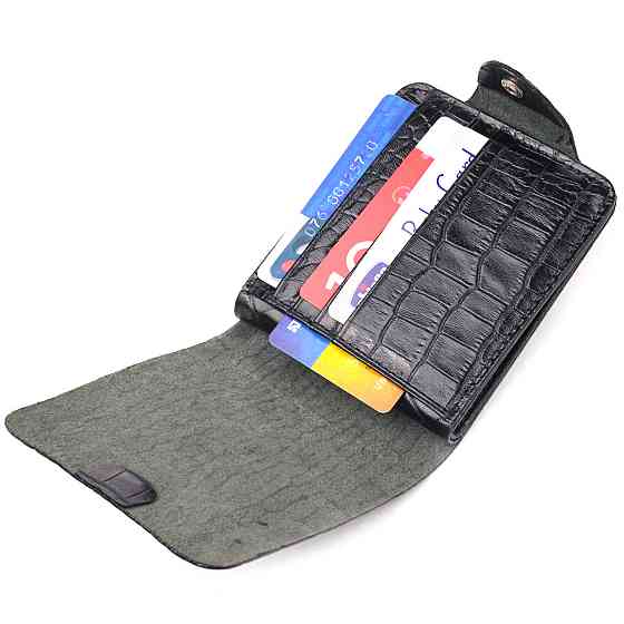 Стильне чоловіче портмоне у два складення з натуральної фактурної шкіри з тисненням під крокодила CANPELLINI 21572 Чорне Київ